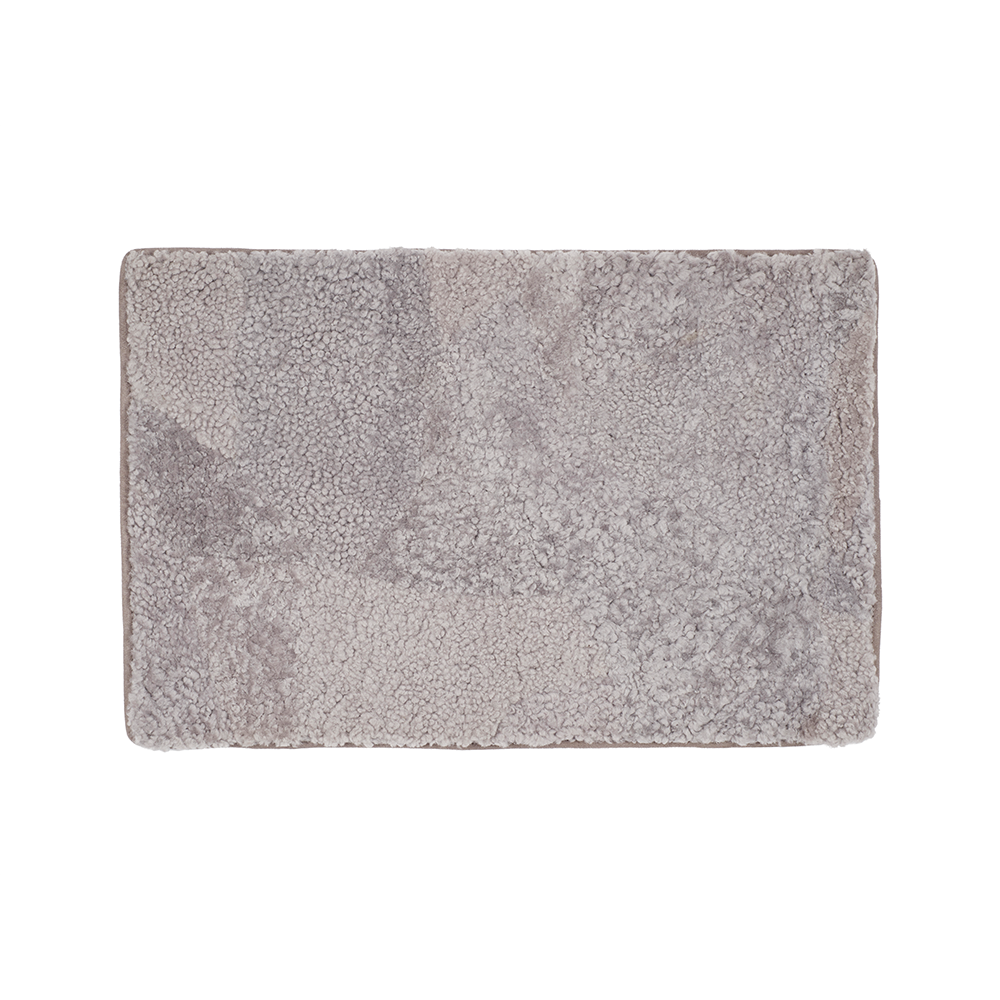Rectangular Sheepskin Dog Bed In Grey