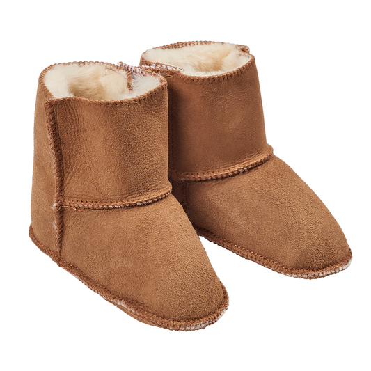 Sheepskin Baby Booties in Chestnut Brown